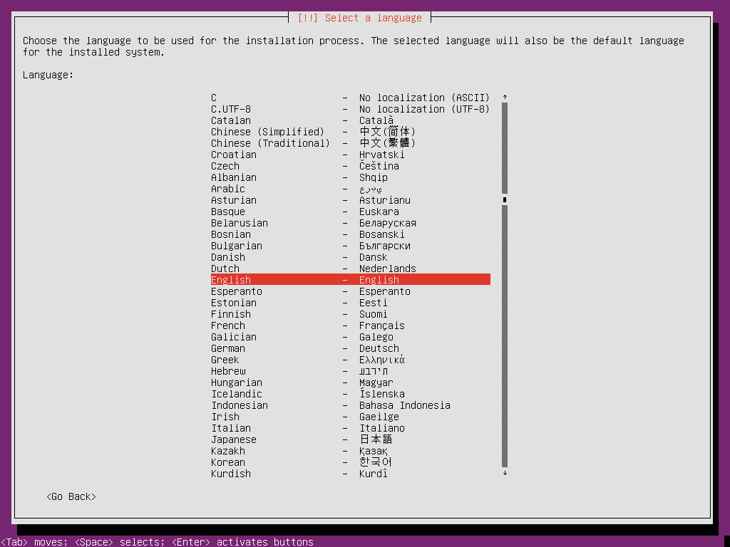 First page of installer